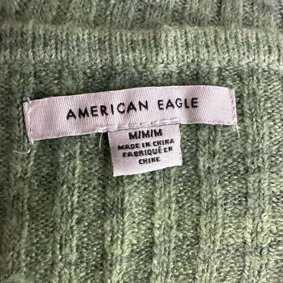 AE American Eagle Wrap Front Sweater Copped Green Size Medium - Picture 4 of 12